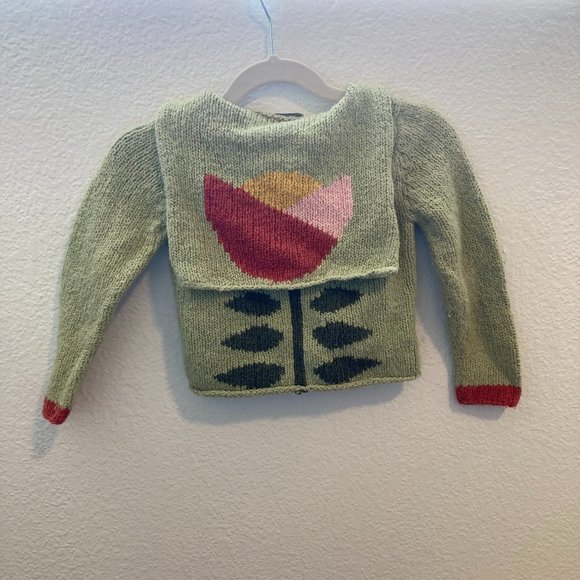 kiwiindustries 12-18m Knitted Green Sweater With Tulip On Back - Picture 2 of 2